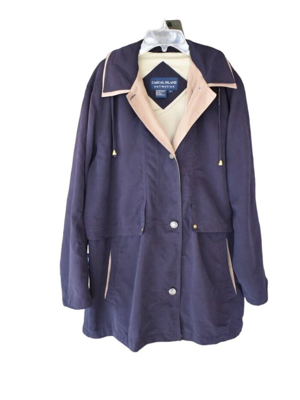 Vintage Women's Casual Island Collection Navy Blue Spring Jacket L